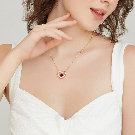 LOUISA SECRET Birthstone Heart Necklaces for Women Rose Gold