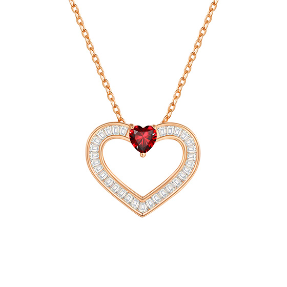 LOUISA SECRET Rose Gold Love Heart Necklace December stone
