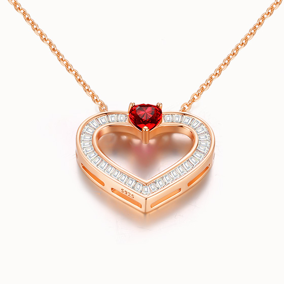 NEW Louisa Secret love heart necklace rose gold and pink stone 925